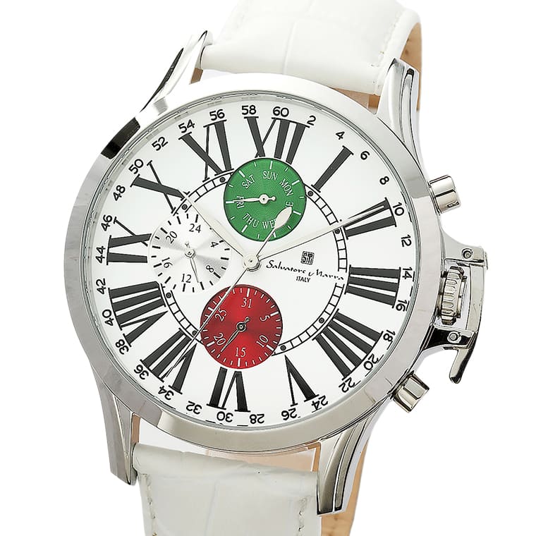 Salvatore Marra 腕時計 メンズ SM23101 SSITALY クオーツ カレンダー機能 10気圧防水 革ベルト ケース経 48ｍｍ
