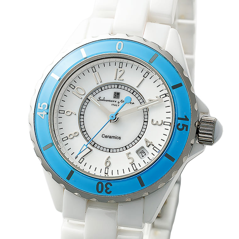 Salvatore Marra 腕時計 メンズ SM23103 WHBLA クオーツ 人気モデル復活 3気圧防水 セラミックベルト ケース経 39ｍｍ
