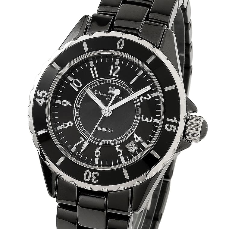 Salvatore Marra 腕時計 メンズ SM23103 BKA クオーツ 人気モデル復活 3気圧防水 セラミックベルト ケース経 39ｍｍ