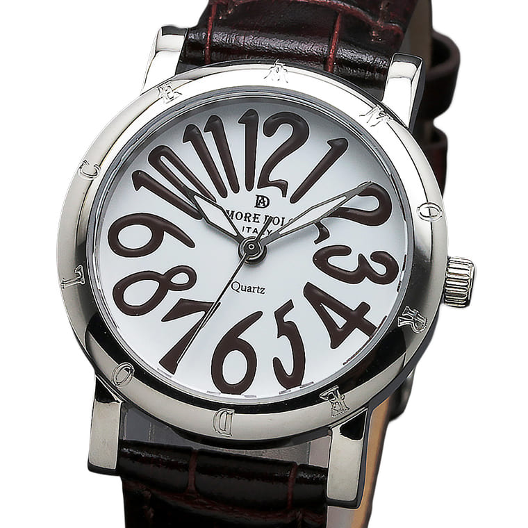 AMORE DOLCE 腕時計 レディース AD18303 SSWH/BR クオーツ 生活防水 レザーベルト 1年保証 専用BOX付
