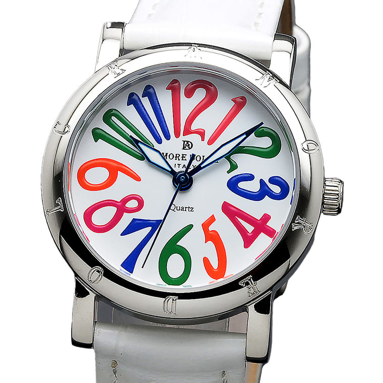 AMORE DOLCE 腕時計 レディース AD18303 SSWHCL/WH クオーツ 生活防水 レザーベルト 1年保証 専用BOX付